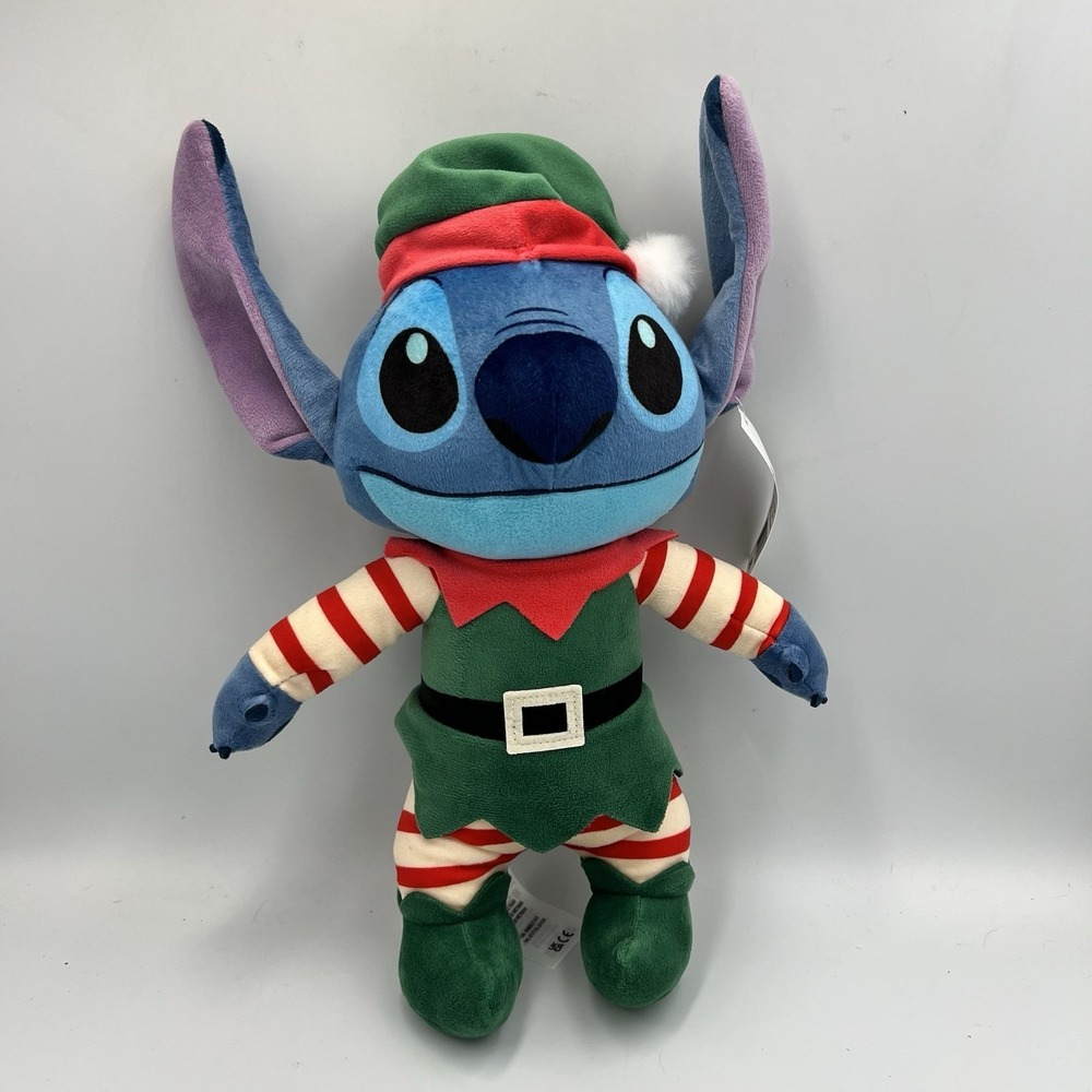 NEW! Disney Store Stitch Christmas Elf  Lilo & Stitch  14" Holiday Plush Stuffed